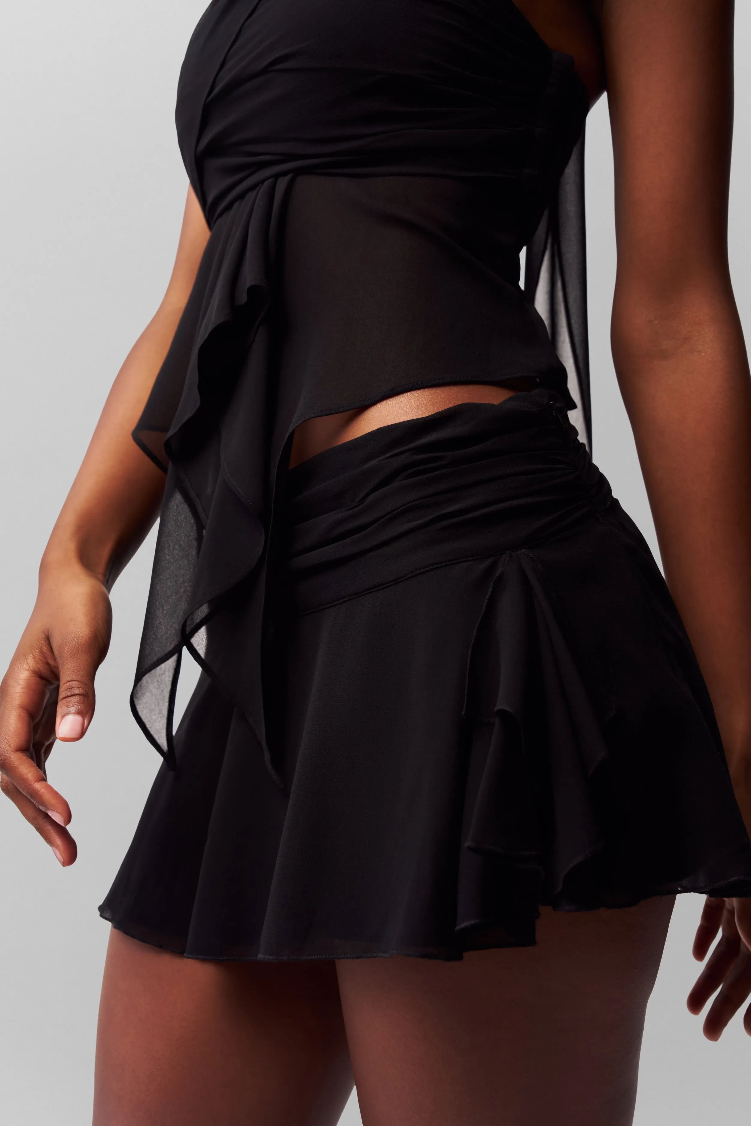 Chiffon Slit Mini Skirt