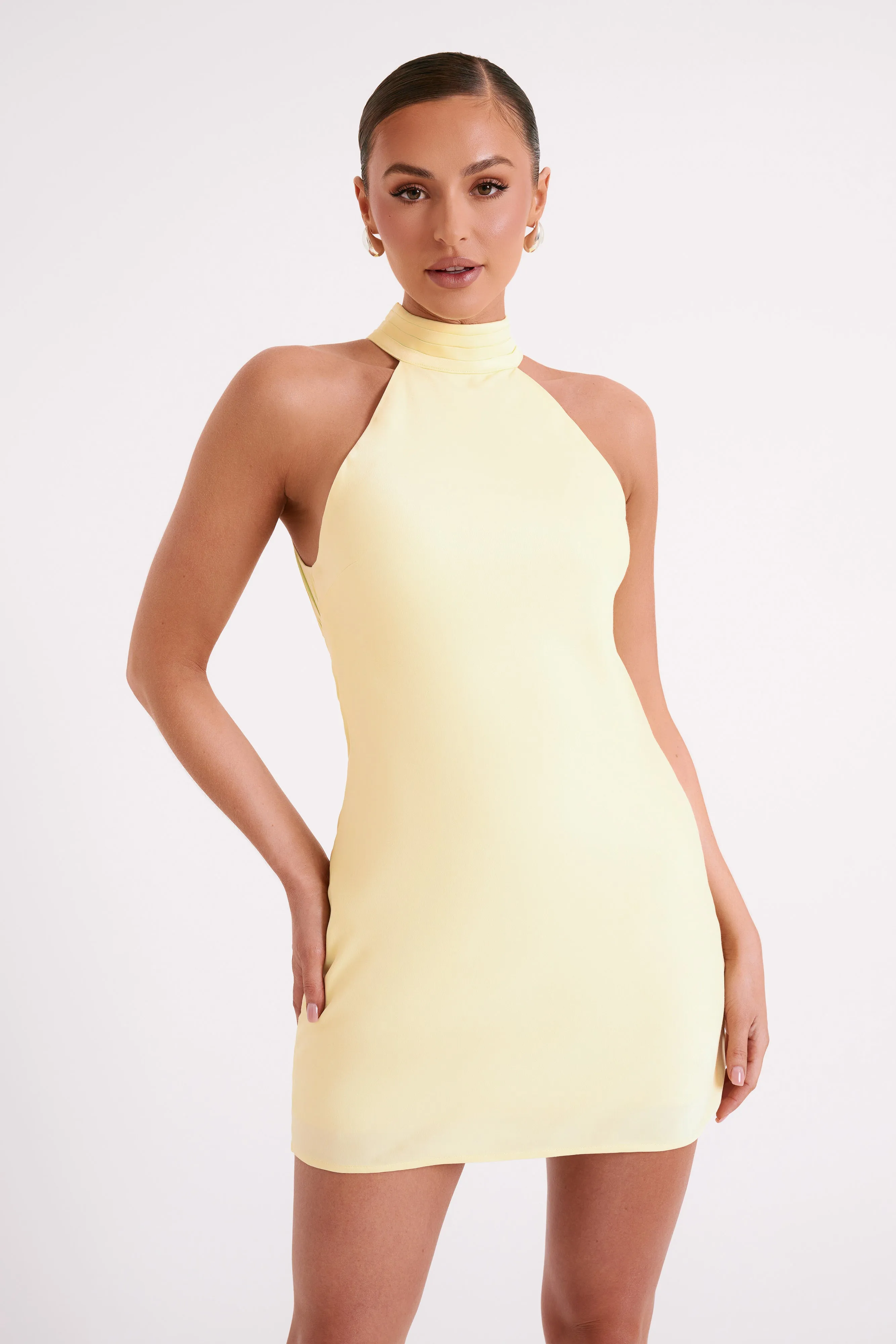 Claire Matte A Line Mini Dress - Light Yellow