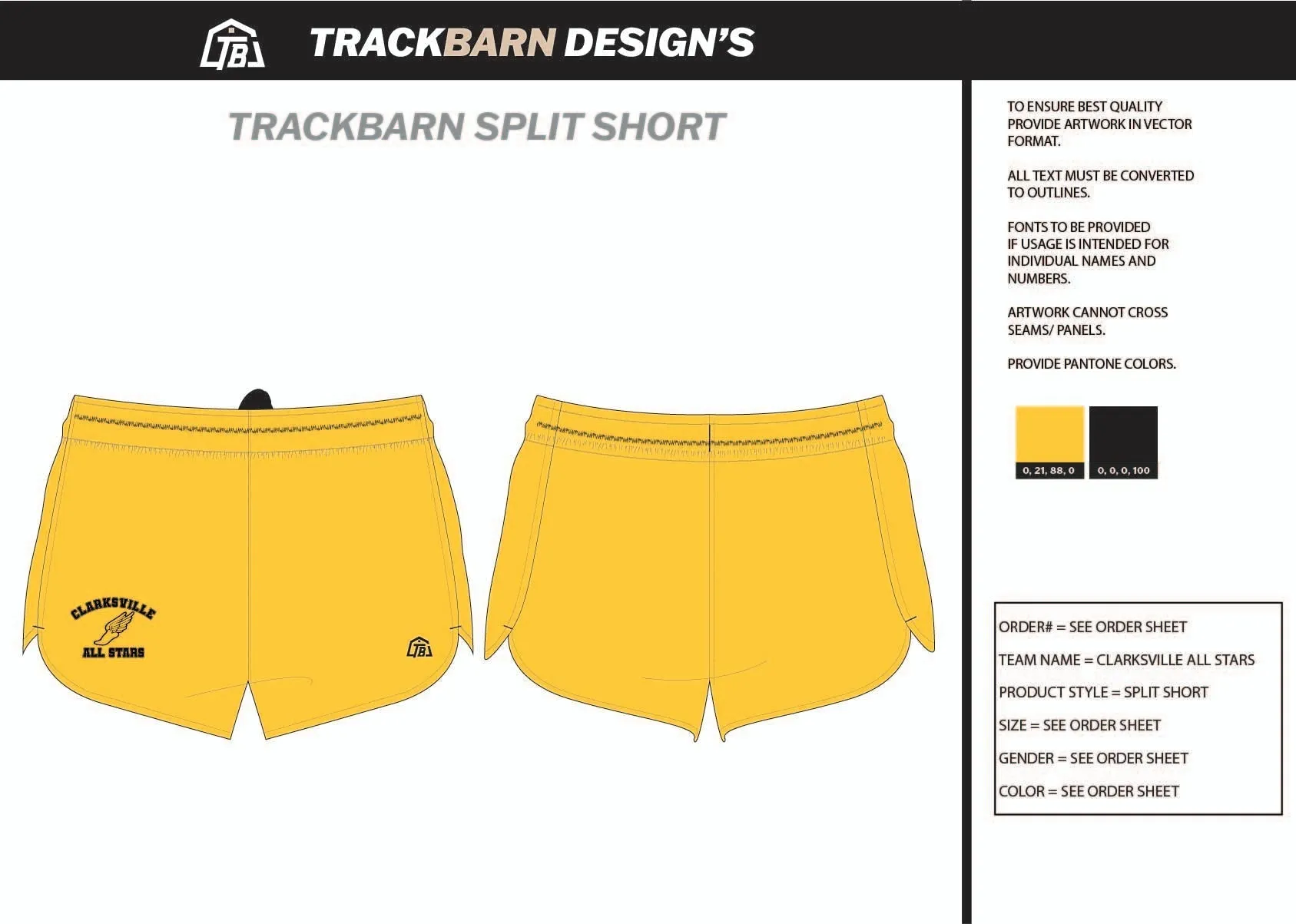 Clarksville-All-Stars Youth Split Track Short