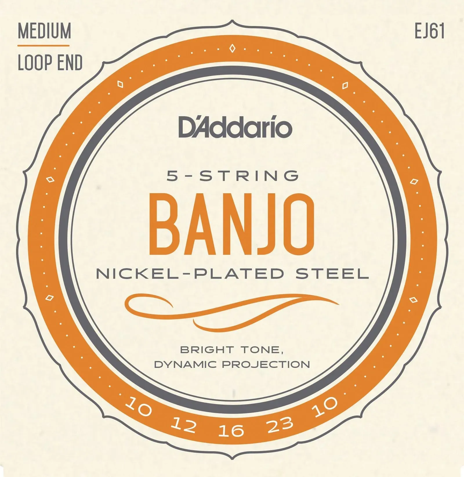 D'Addario EJ61 5-String Banjo Strings - Medium, 10-23