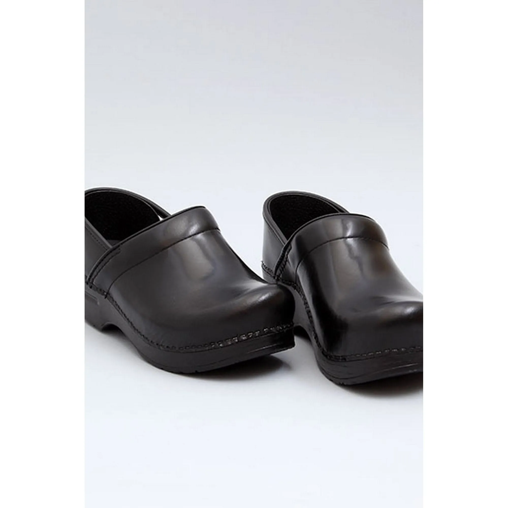 DANSKO WIDE Professional Black Box Leather Clogs