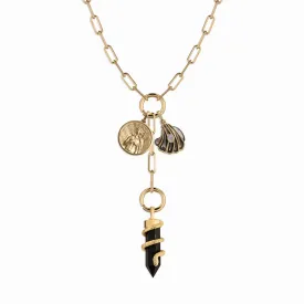 Dark Waves Lariat Charm Necklace