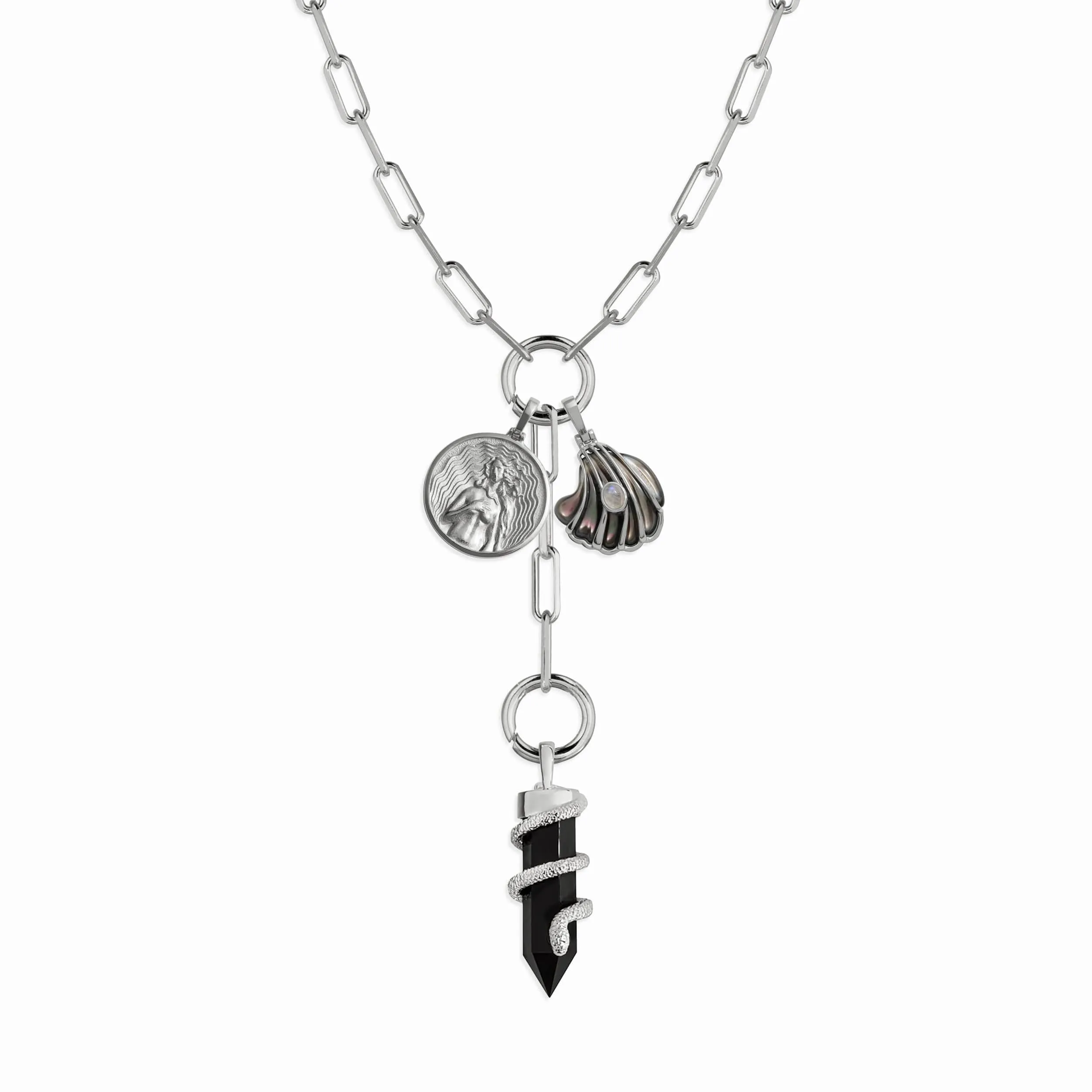 Dark Waves Lariat Charm Necklace