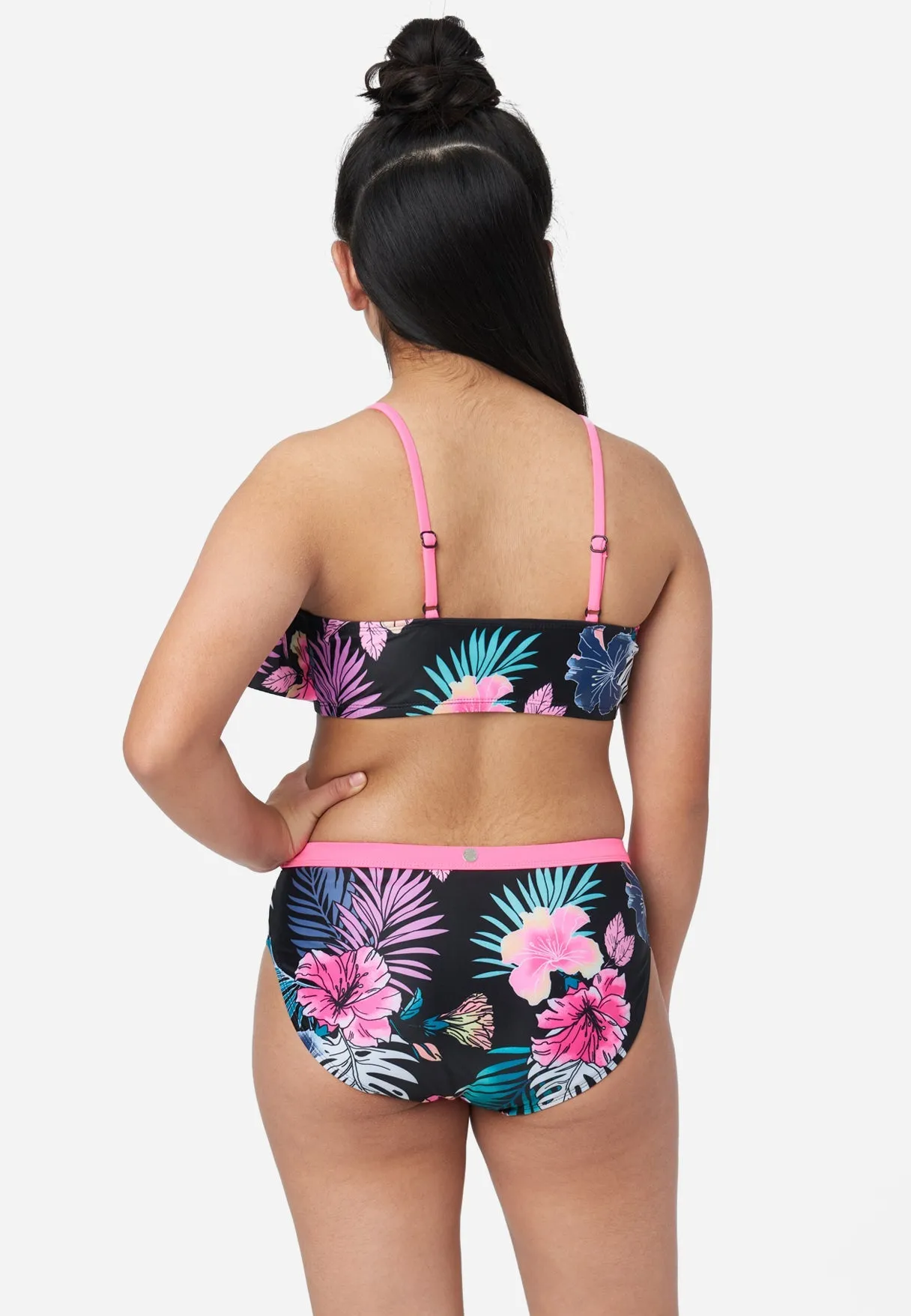 Floral Lace-Up Bikini Swim Set