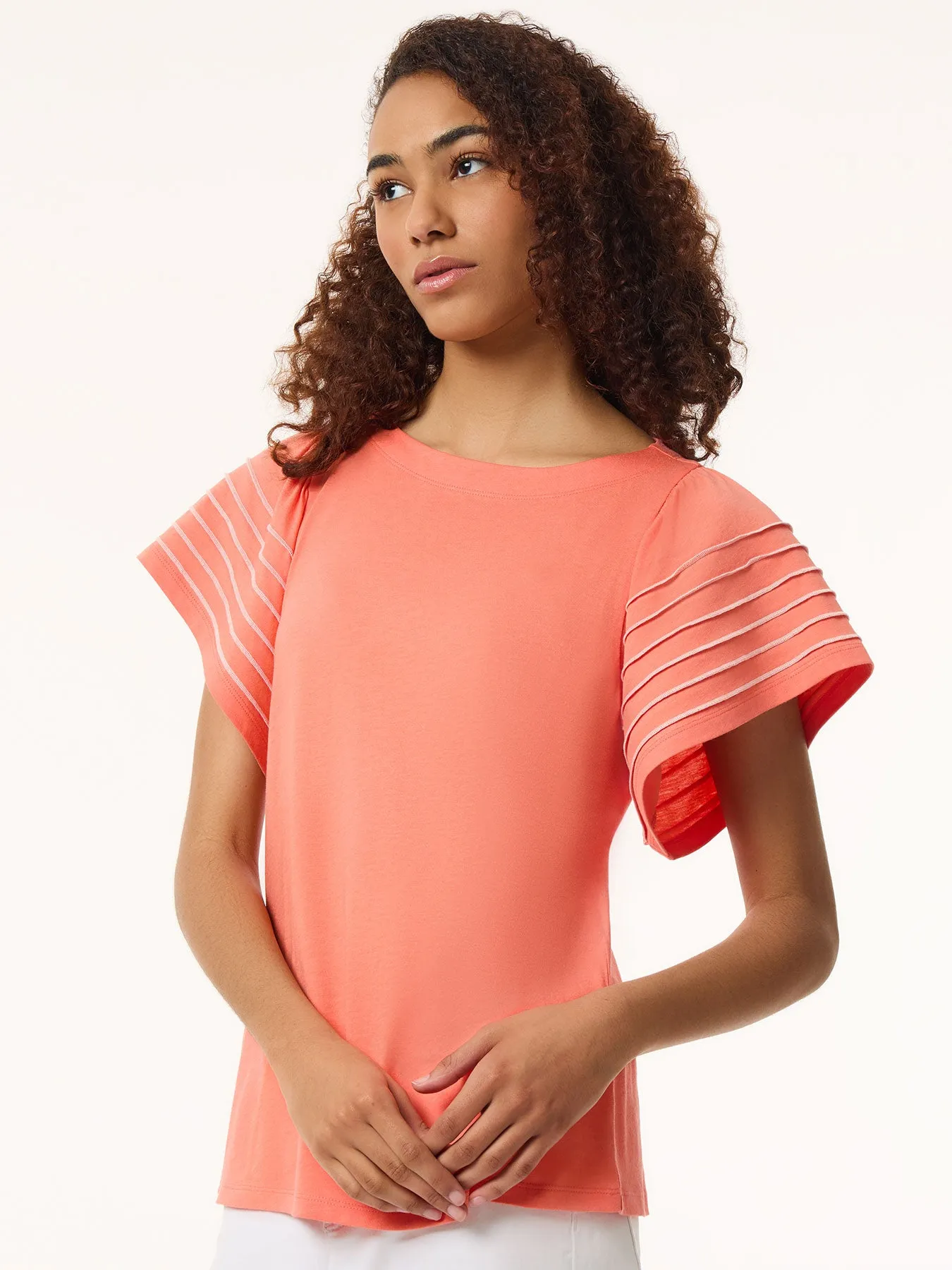 Flutter Short-Sleeve Top, Cotton Modal