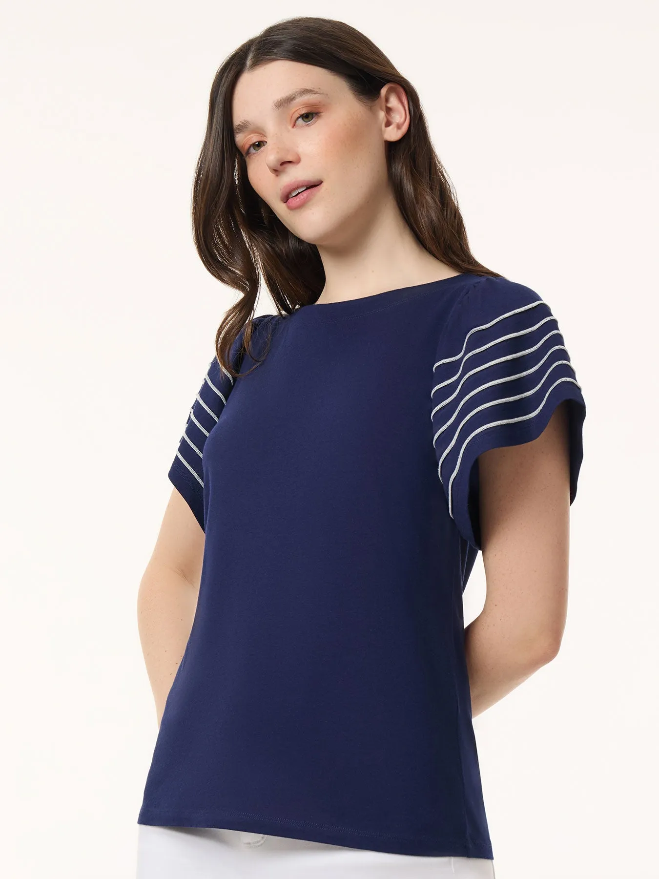 Flutter Short-Sleeve Top, Cotton Modal