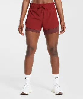 Gymshark Running 2 In 1 Shorts - Velvet Red/Washed Burgundy