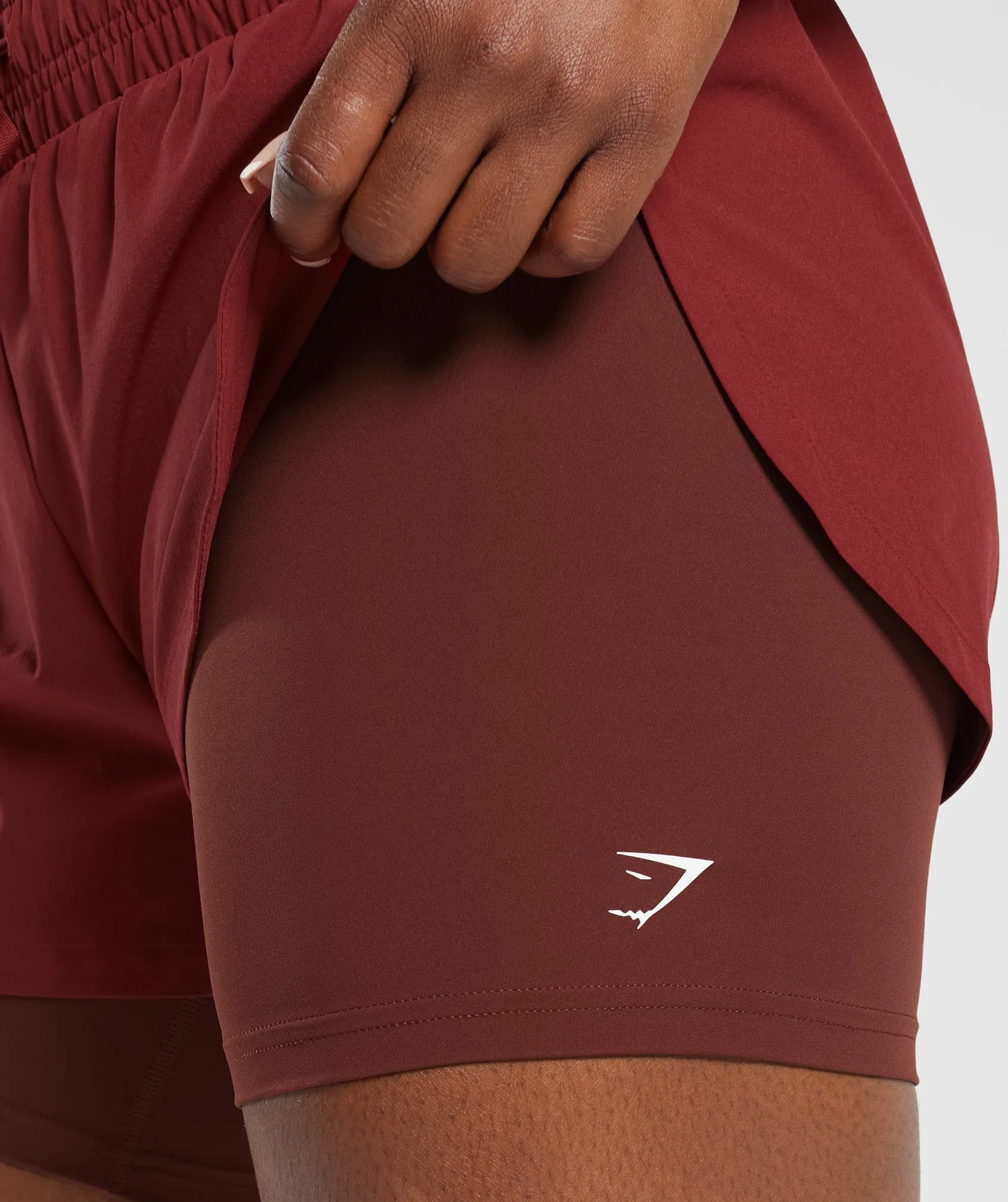 Gymshark Running 2 In 1 Shorts - Velvet Red/Washed Burgundy