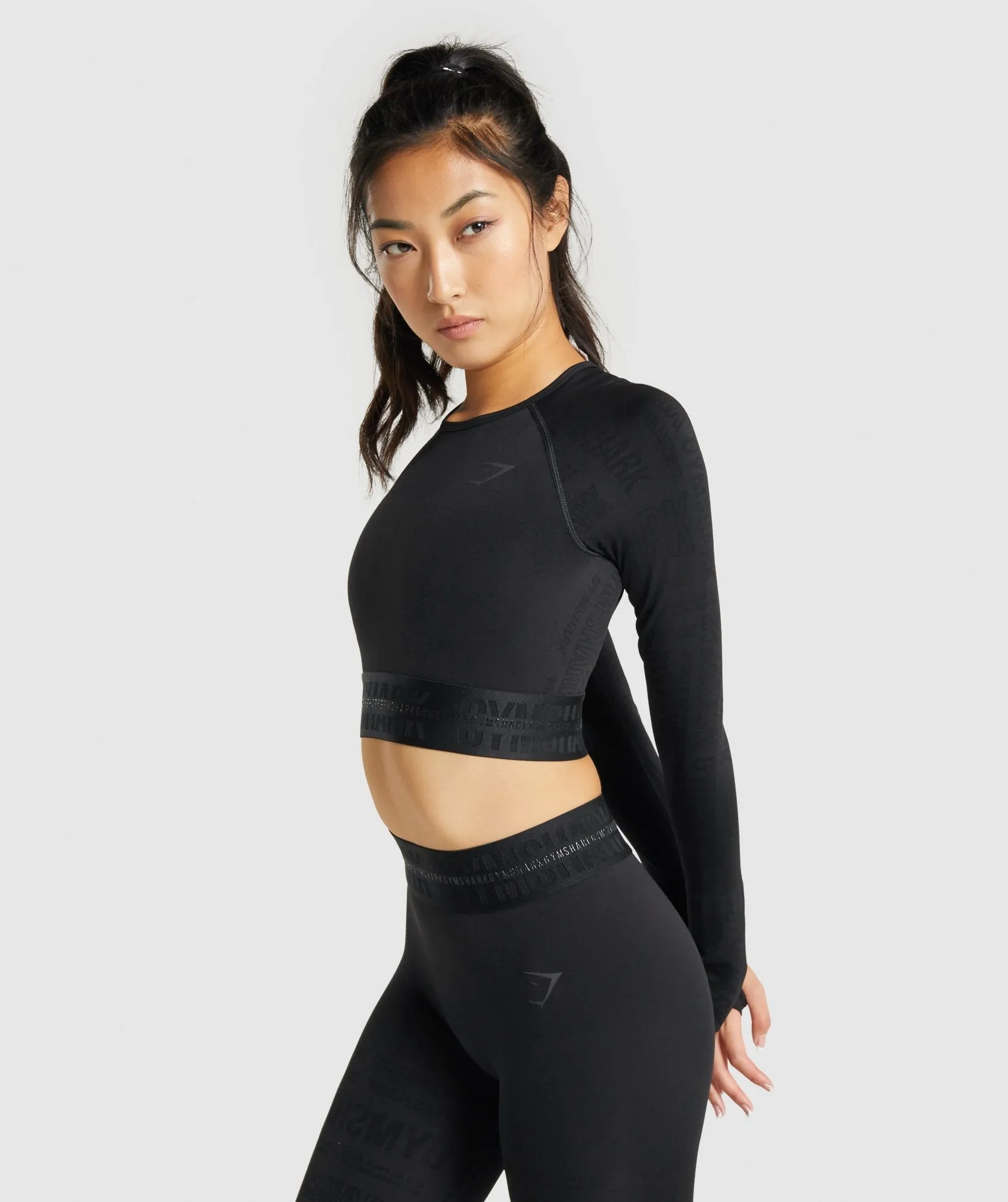 Gymshark Vision Long Sleeve Crop Top - Black