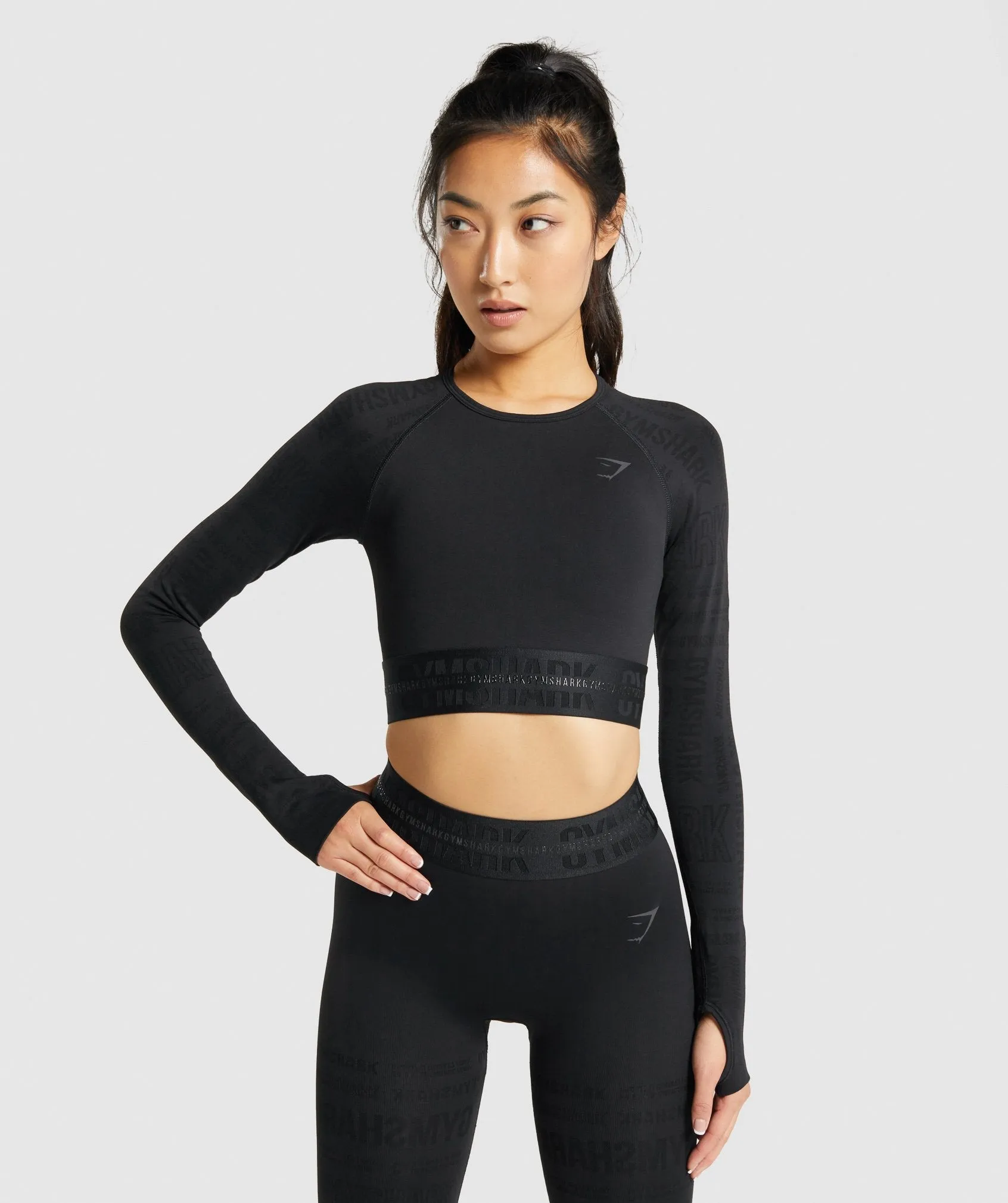 Gymshark Vision Long Sleeve Crop Top - Black