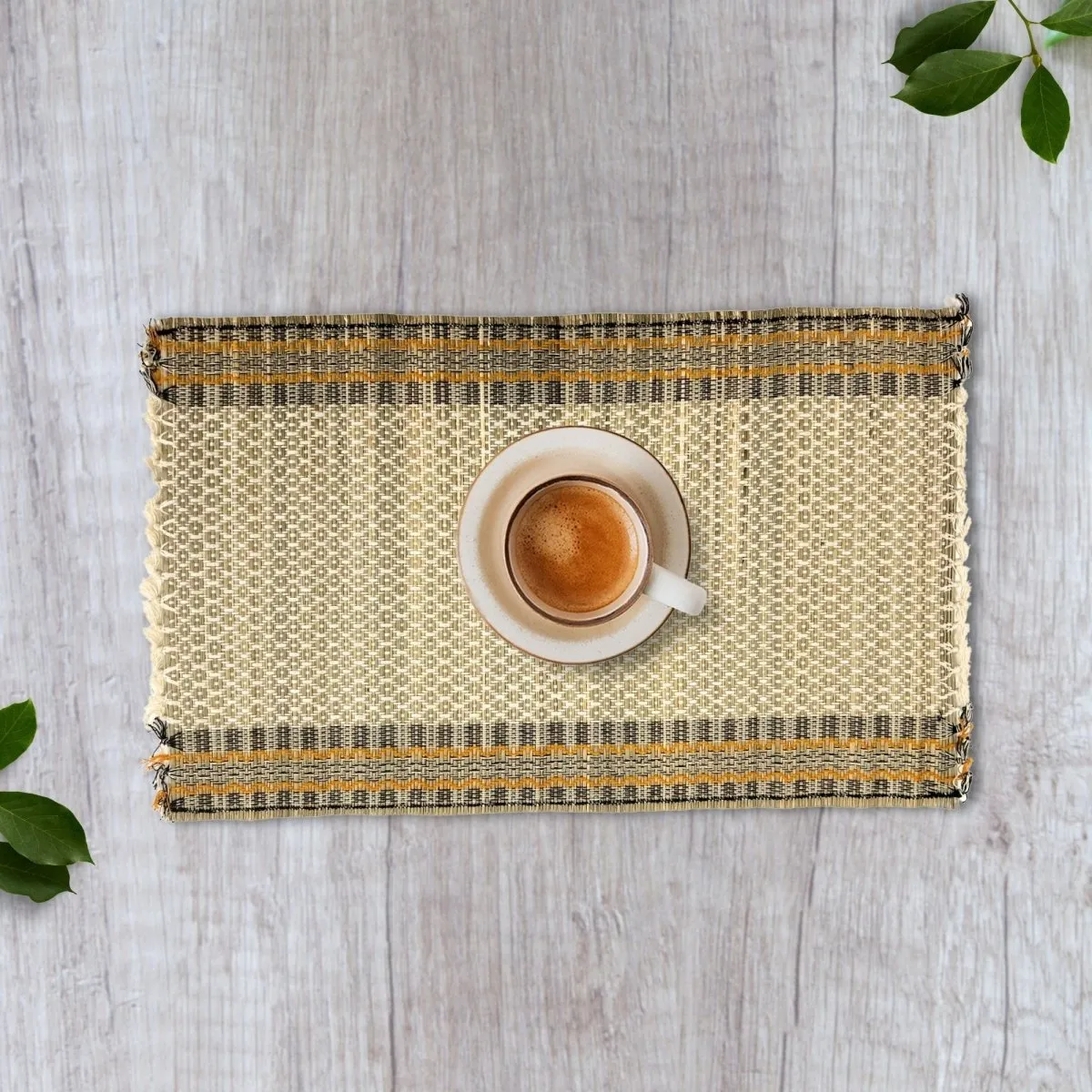 Handmade Dining Table Mats in Beige (Set of 2/4/6) | Eco Friendly Tableware Sustainably Handwoven from Natural Grass