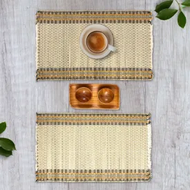 Handmade Dining Table Mats in Beige (Set of 2/4/6) | Eco Friendly Tableware Sustainably Handwoven from Natural Grass