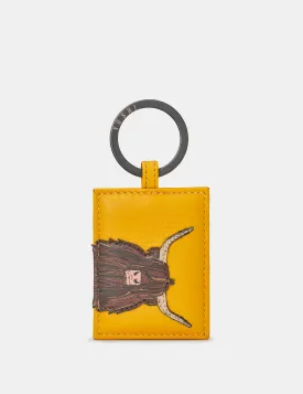 Highland Cow Yellow Leather Keyring