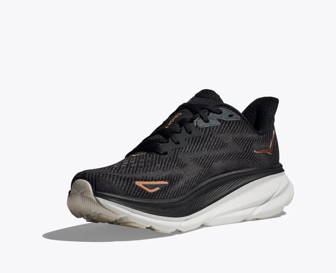 HOKA CLIFTON 9 WOMENS BLACK/ROSE GOLD