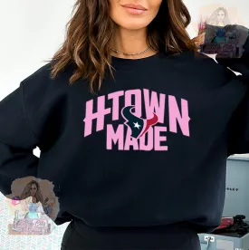 HTOWN Made Pink Font-BLACK sweater