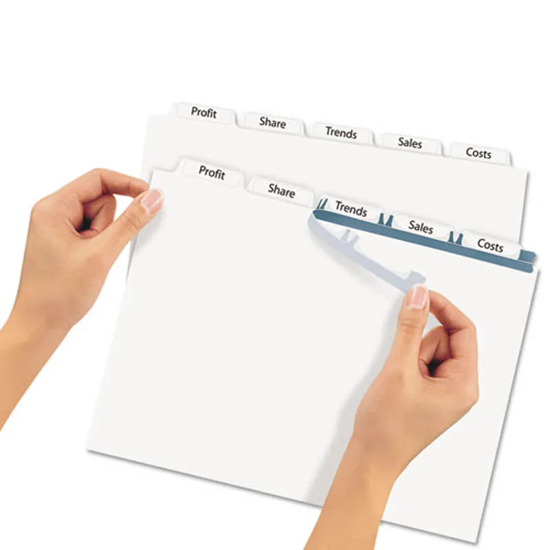 Index Maker Clear Label Punched Dividers, 5-Tab, Letter, White