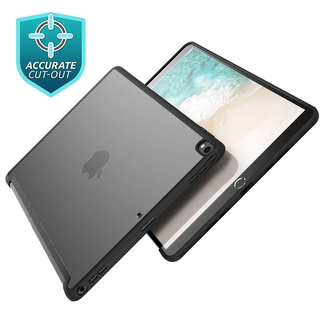 iPad Pro 10.5 (2017) Halo Smart Keyboard Compatible Clear Bumper Case-Black