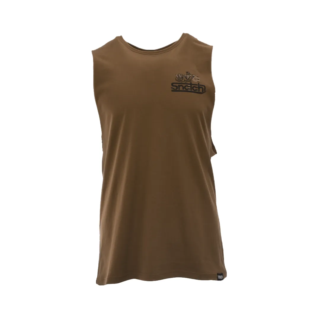 Just Waiting For A Mate Muscle Tee Dark Sand - SM1103DS