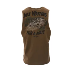 Just Waiting For A Mate Muscle Tee Dark Sand - SM1103DS