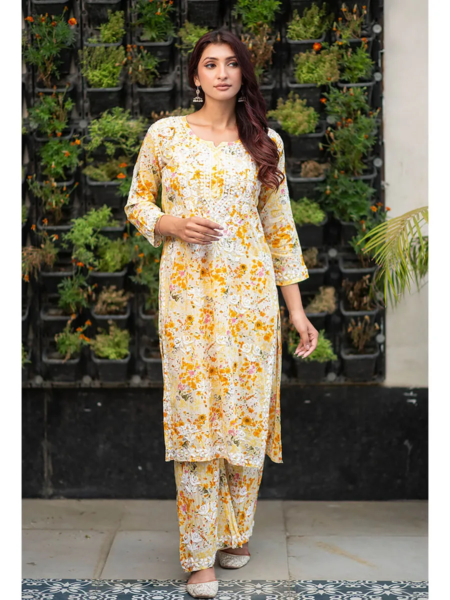 Maira Floral Chikankari Mulmul Co-ord Sets