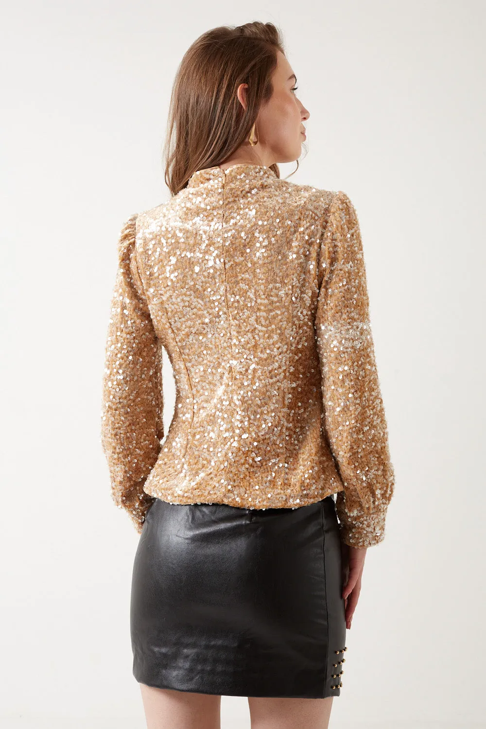 Marc Angelo Sequin High Neck Top