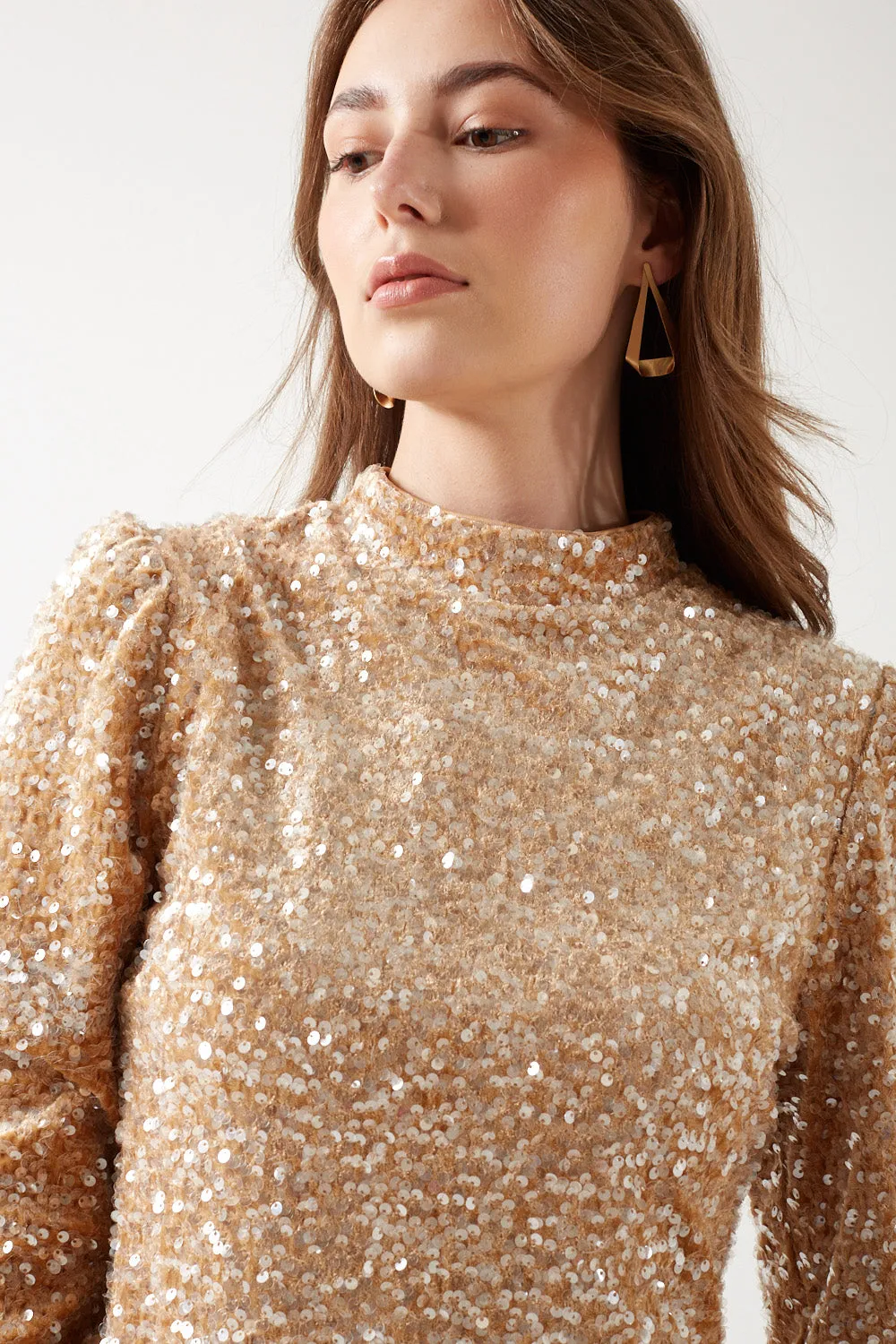 Marc Angelo Sequin High Neck Top