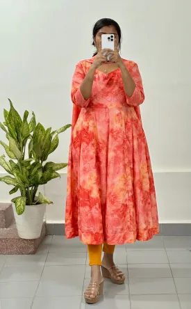 Mazhai Spray Orange (Kurti Dupatta)