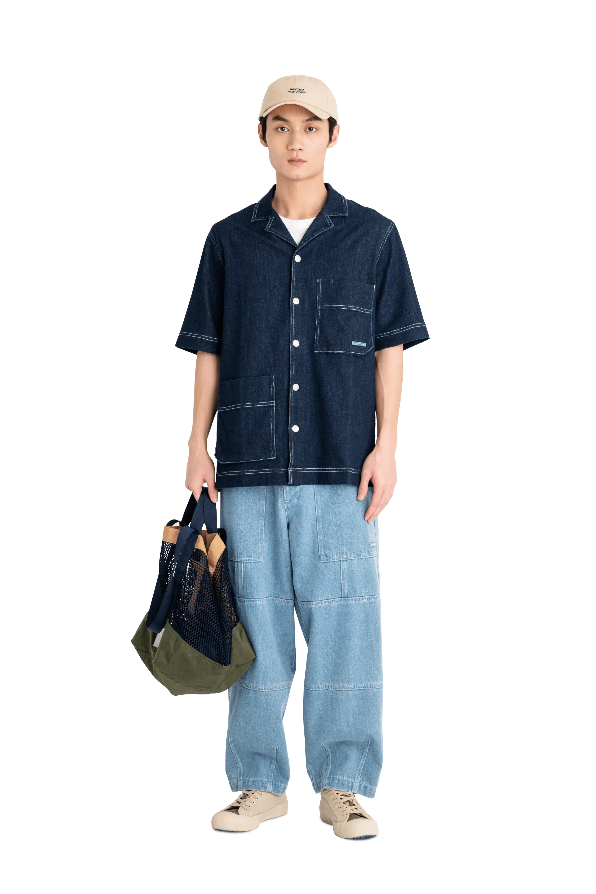 Mens Camp Collar Denim Shirt