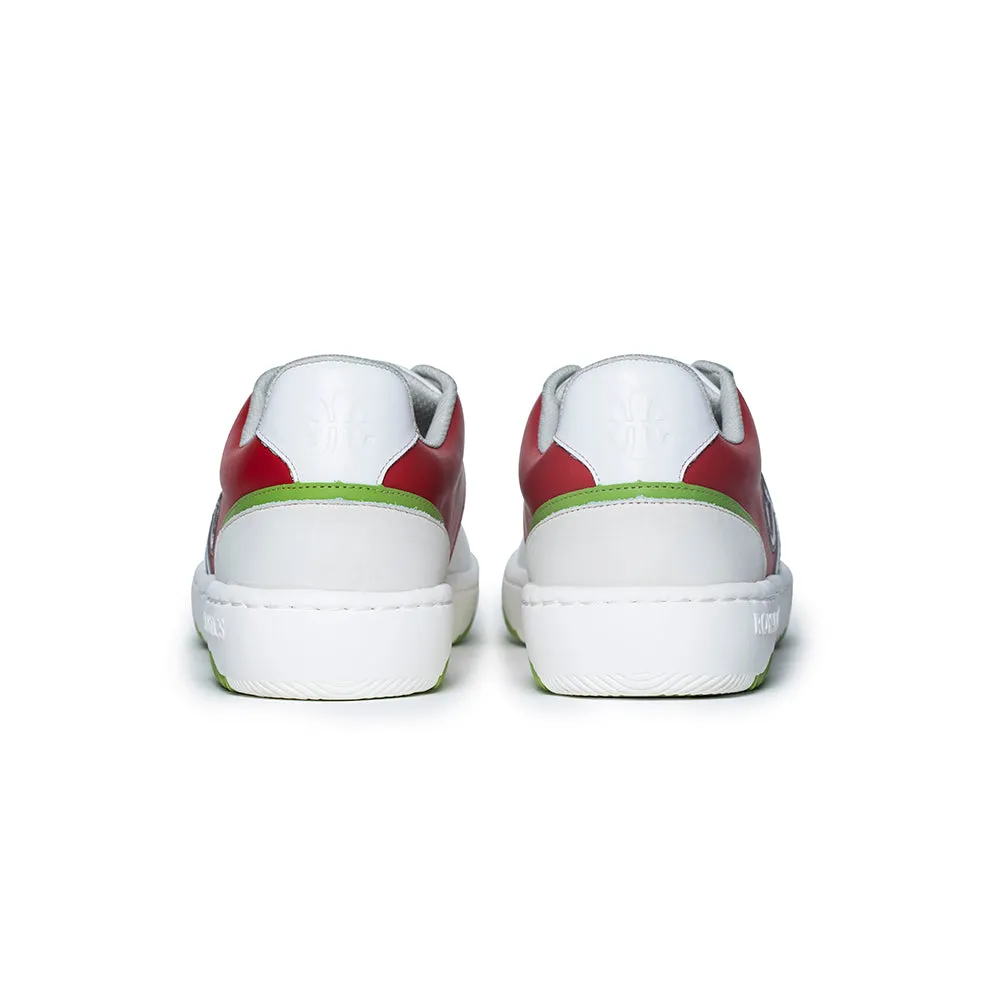 Men's DUCA White Red Green Leather Sneakers 06894-001