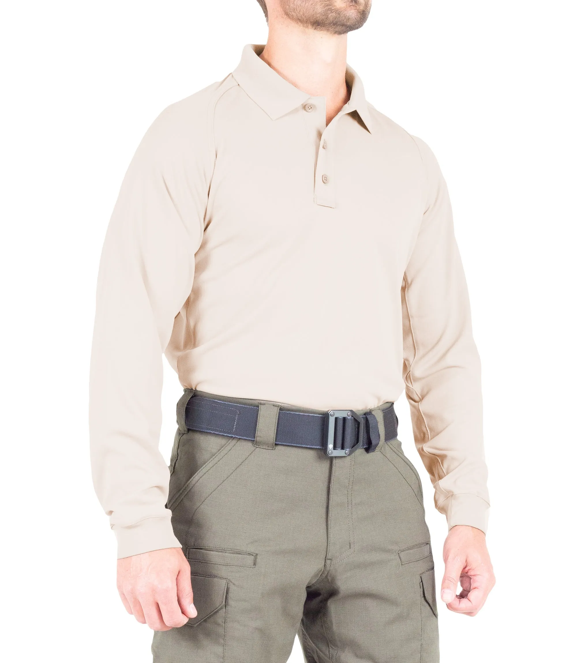 Men's Performance Long Sleeve Polo / Khaki