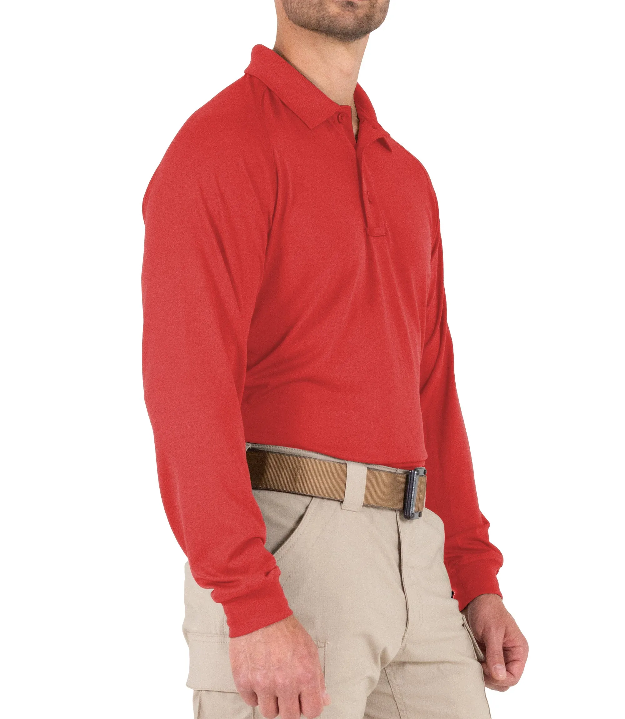 Men's Performance Long Sleeve Polo / Red