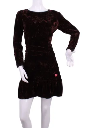 Monroe Crushed Brown Velvet Long Sleeve Tennis Dress