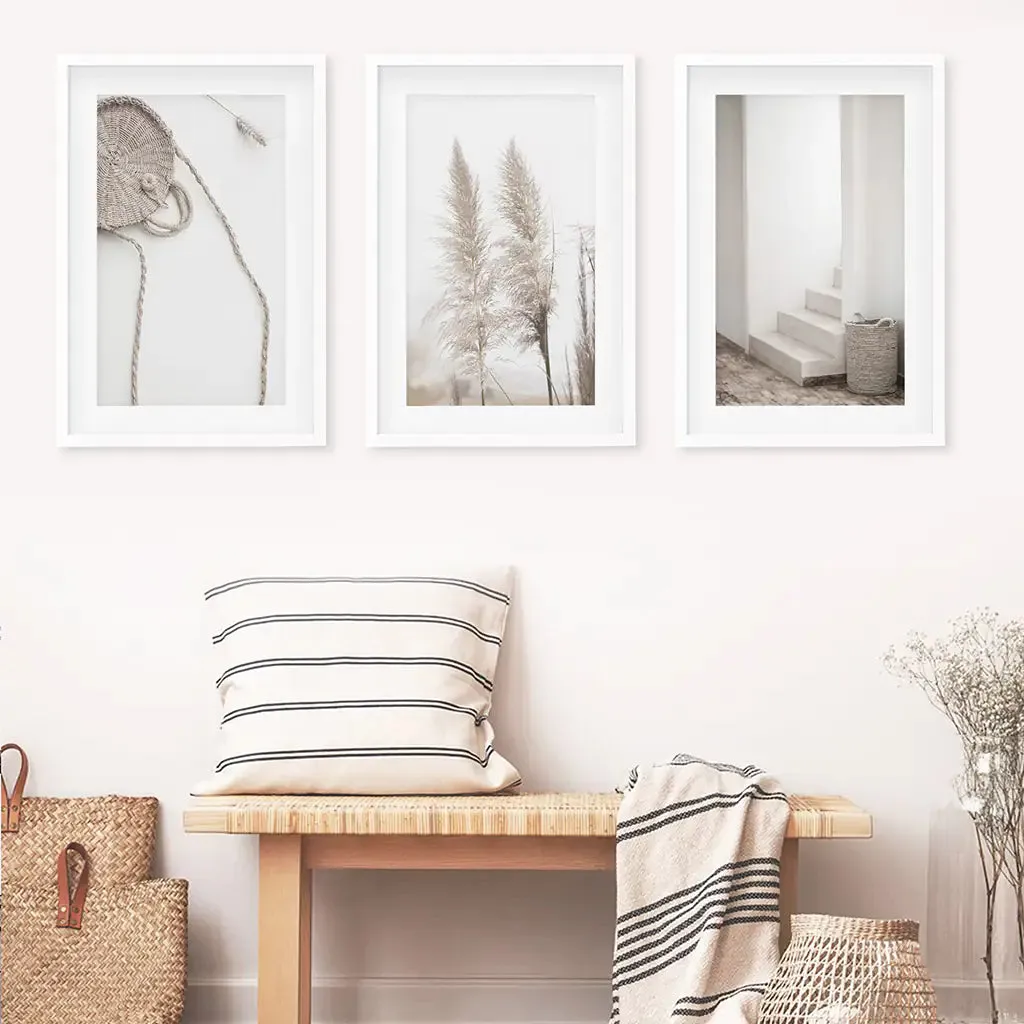 Natural Tones Boho Minimalist Wall Decor. Pampas Grass