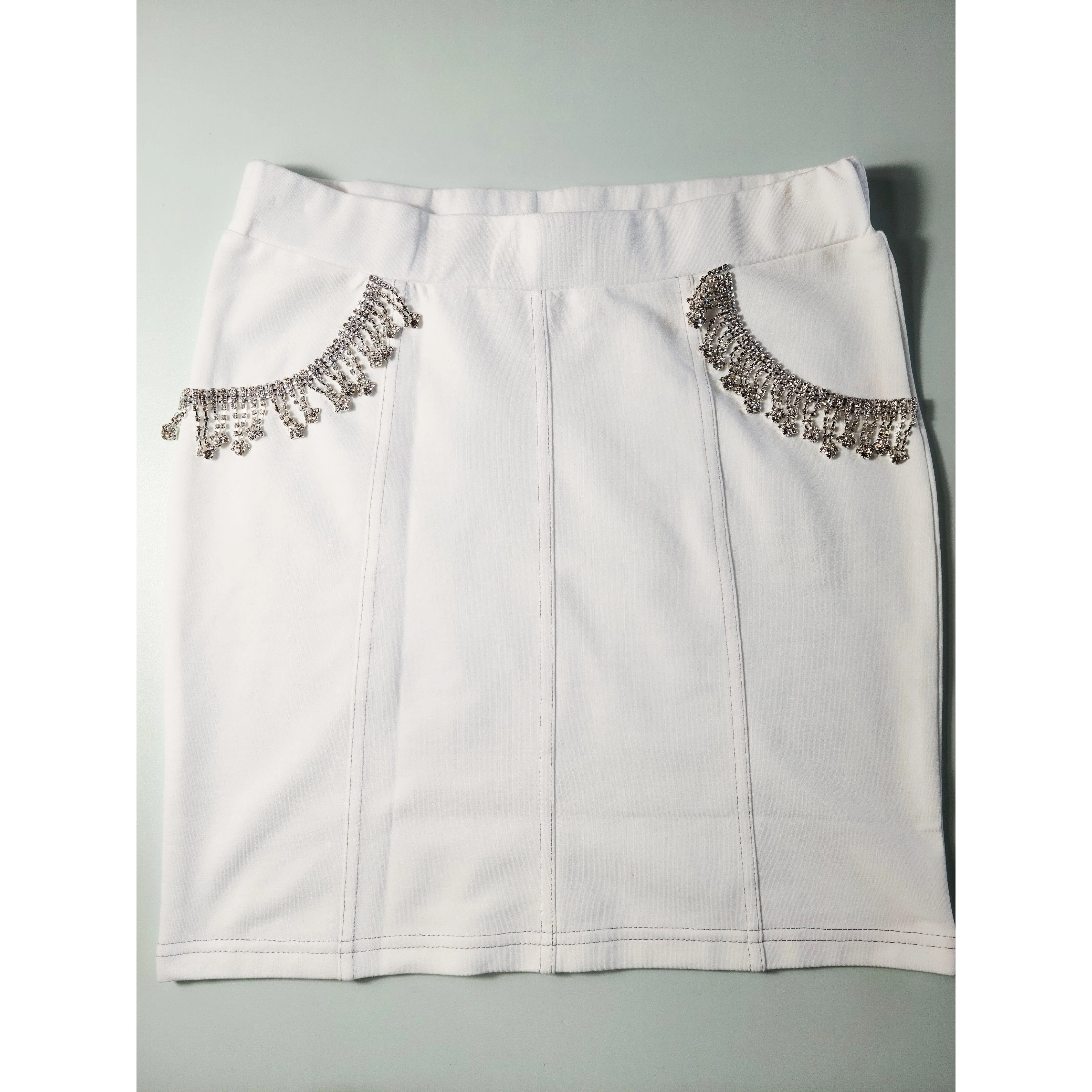 Neesa Diamond Skirt Set - White