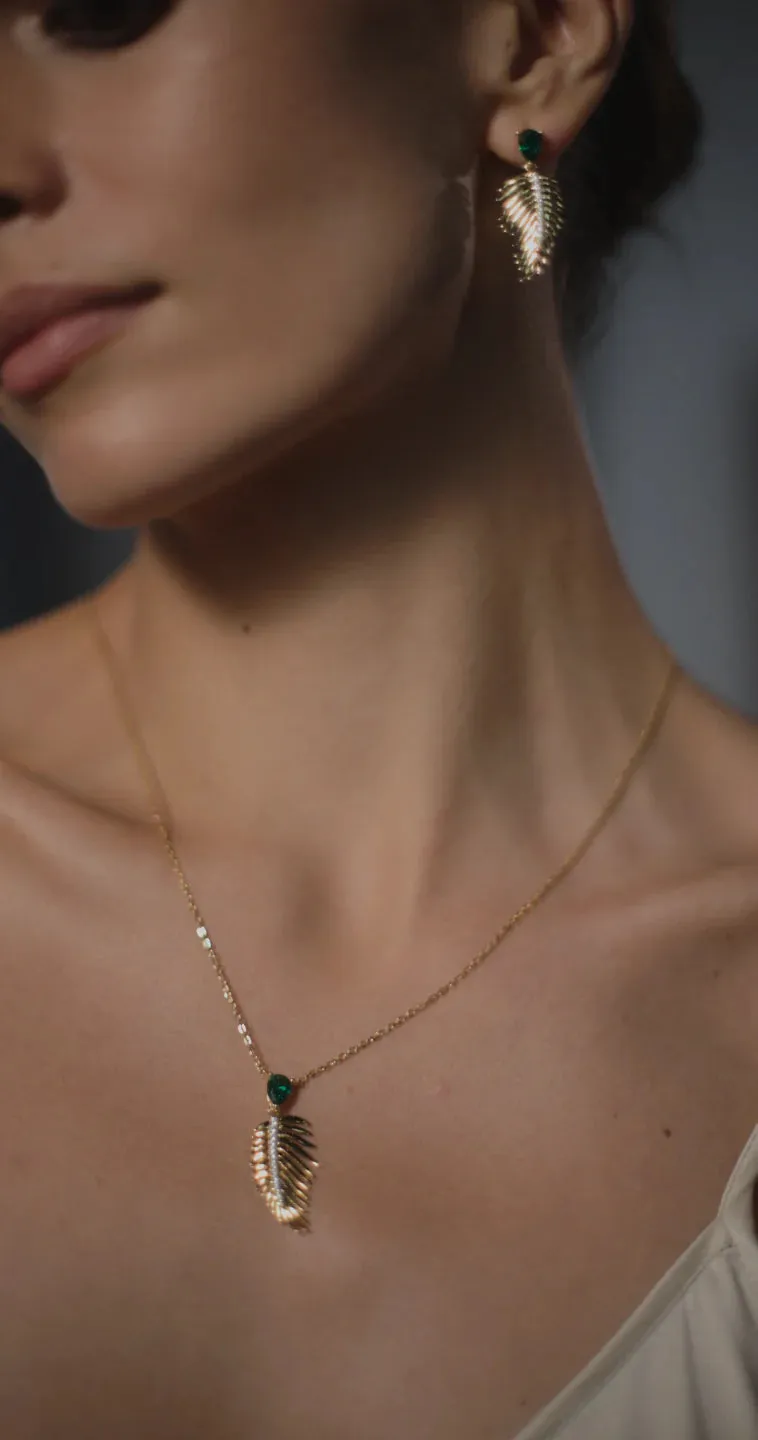 Palma Emerald Necklace and Earrings Set