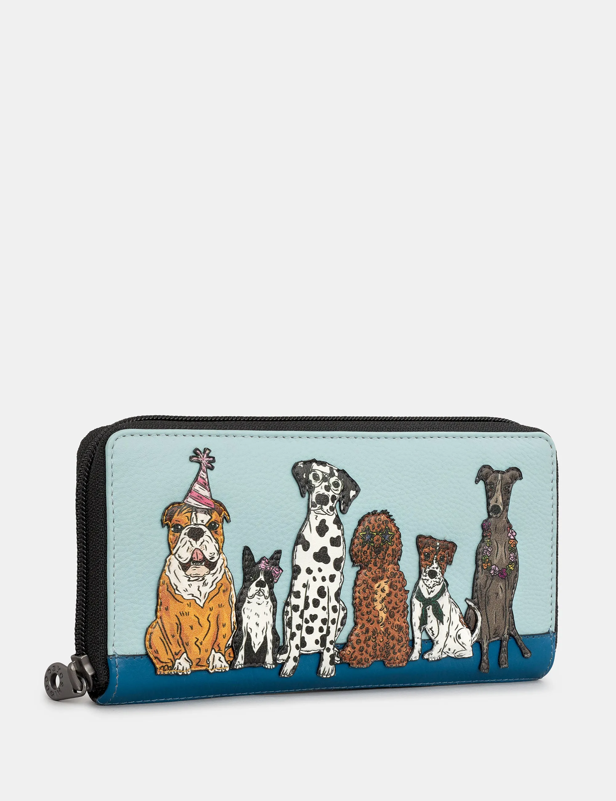 Party Dogs Zip Round Leather Purse