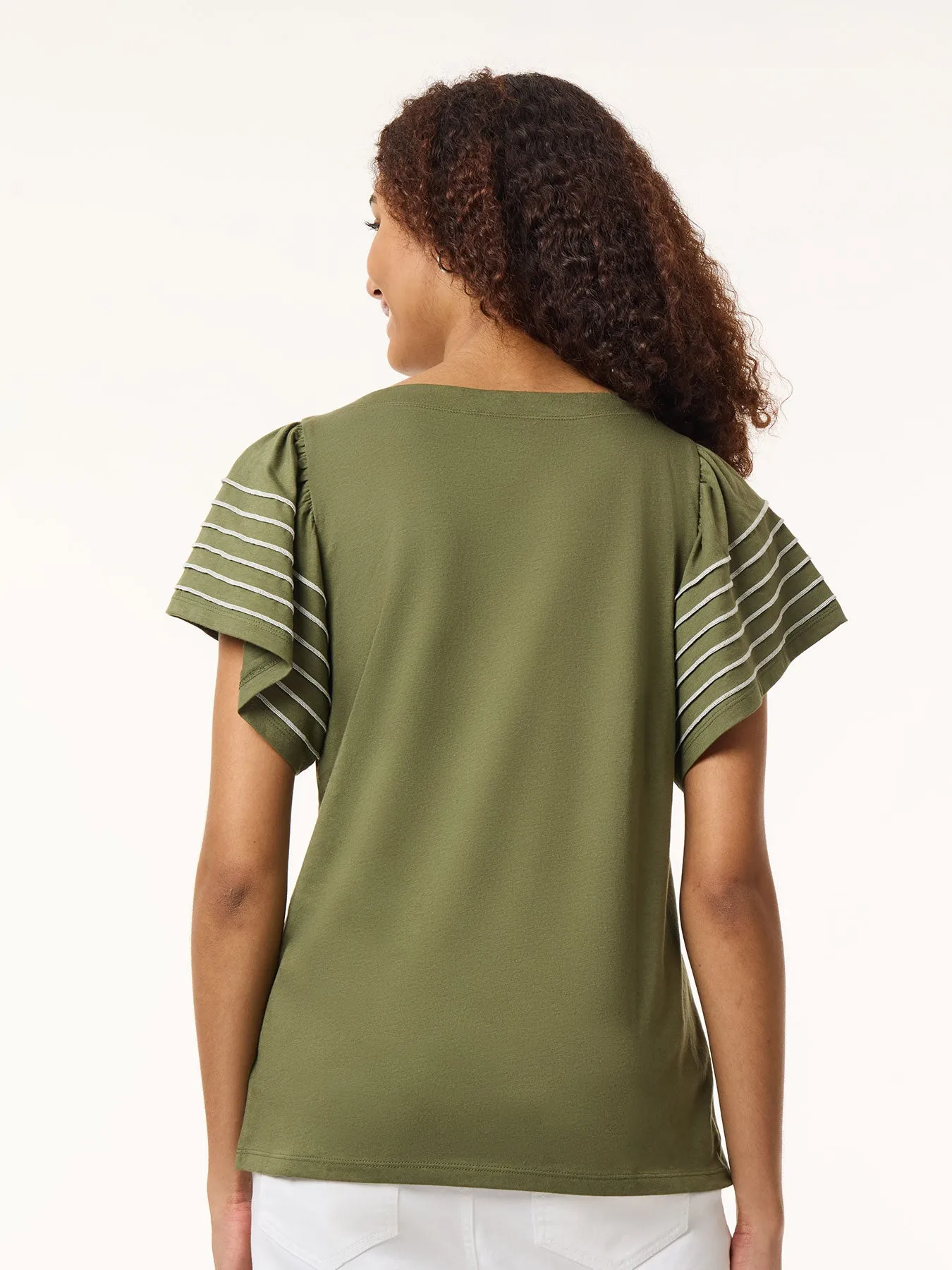 Plus Size Flutter Short-Sleeve Top, Cotton Modal