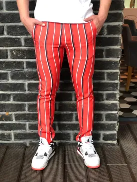 Red Striped Slim Fit Casual Mens Pant DJ184 Mens Pant