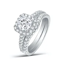 Round Diamond Double Halo Engagement Ring S201789A and Band Set S201789B