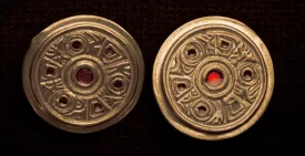 Saxon Brooch with Red Enamel (WHITE BRONZE) - SB3W