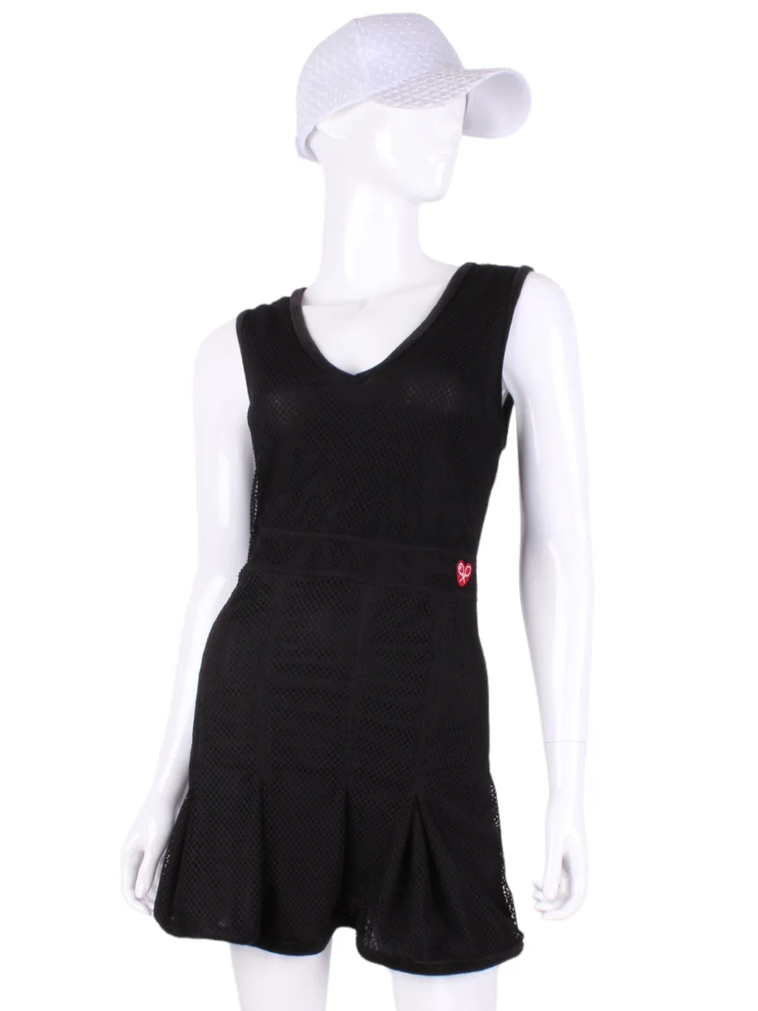 Short Black Fishnet Angelina Court to Cocktails Tennis Dress