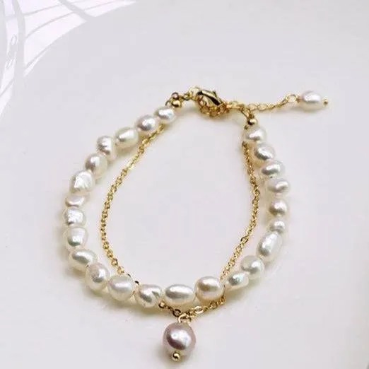 TINA Layered Pearl Necklace and Bracelet (Purchase Individually)