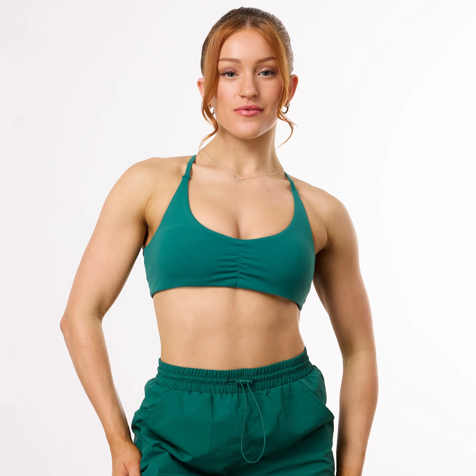 Vanquish Enhance Forest Green Minimal Open Back Bra