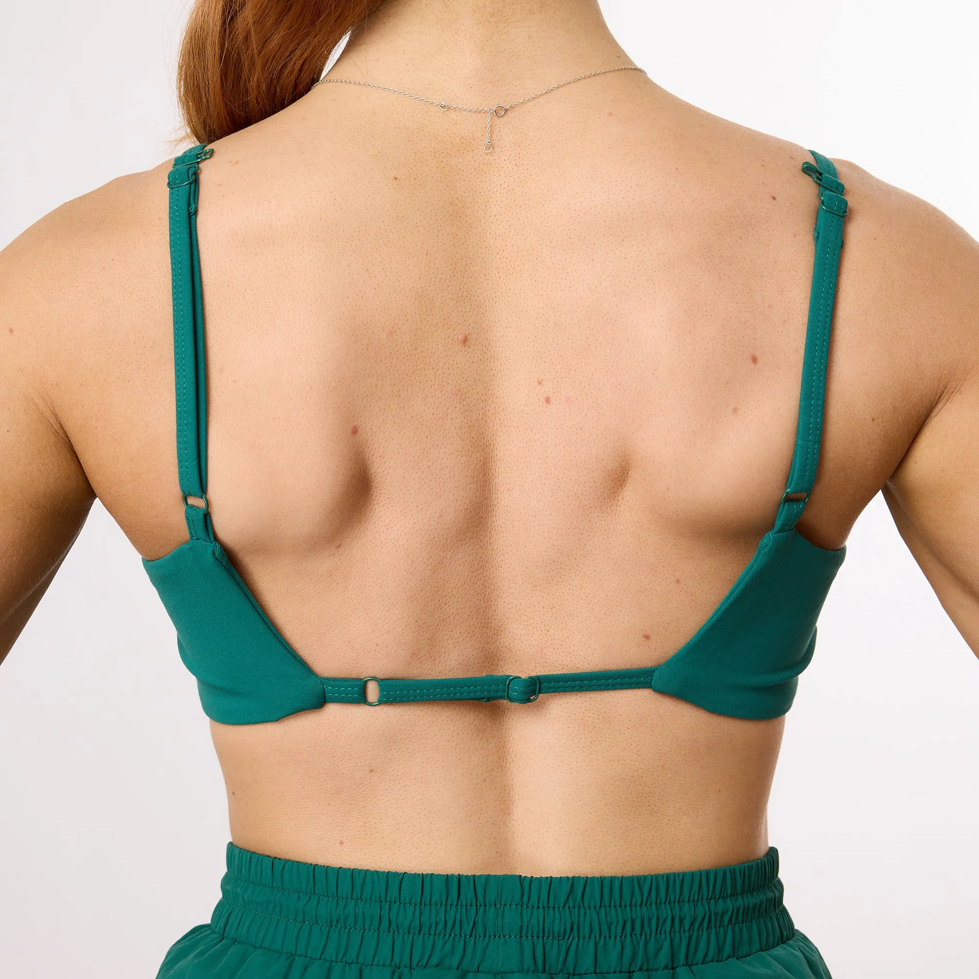 Vanquish Enhance Forest Green Minimal Open Back Bra