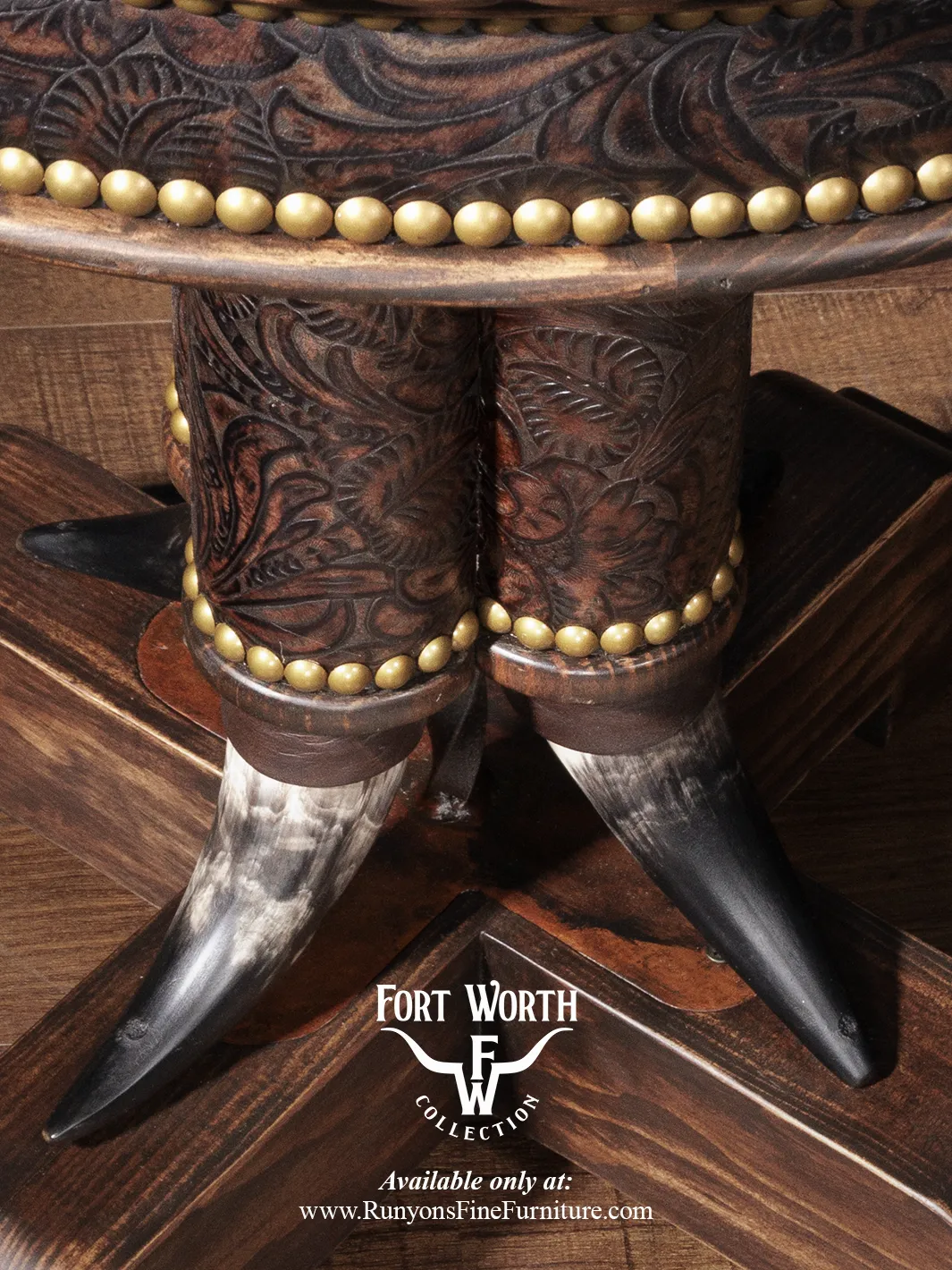 Western Steer Pedestal End Table