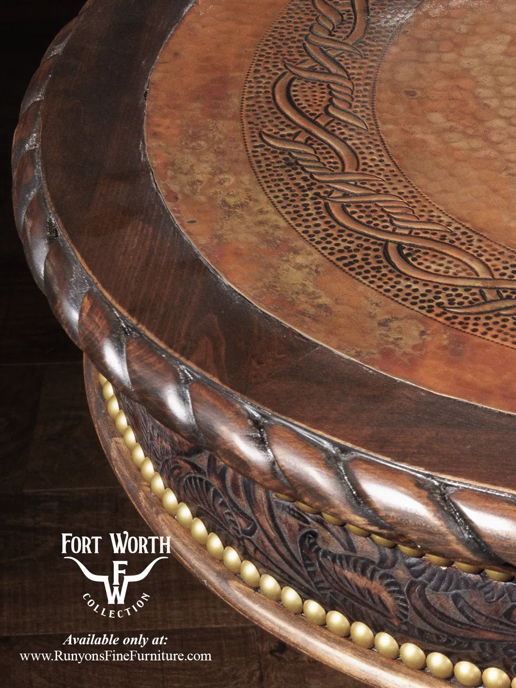 Western Steer Pedestal End Table