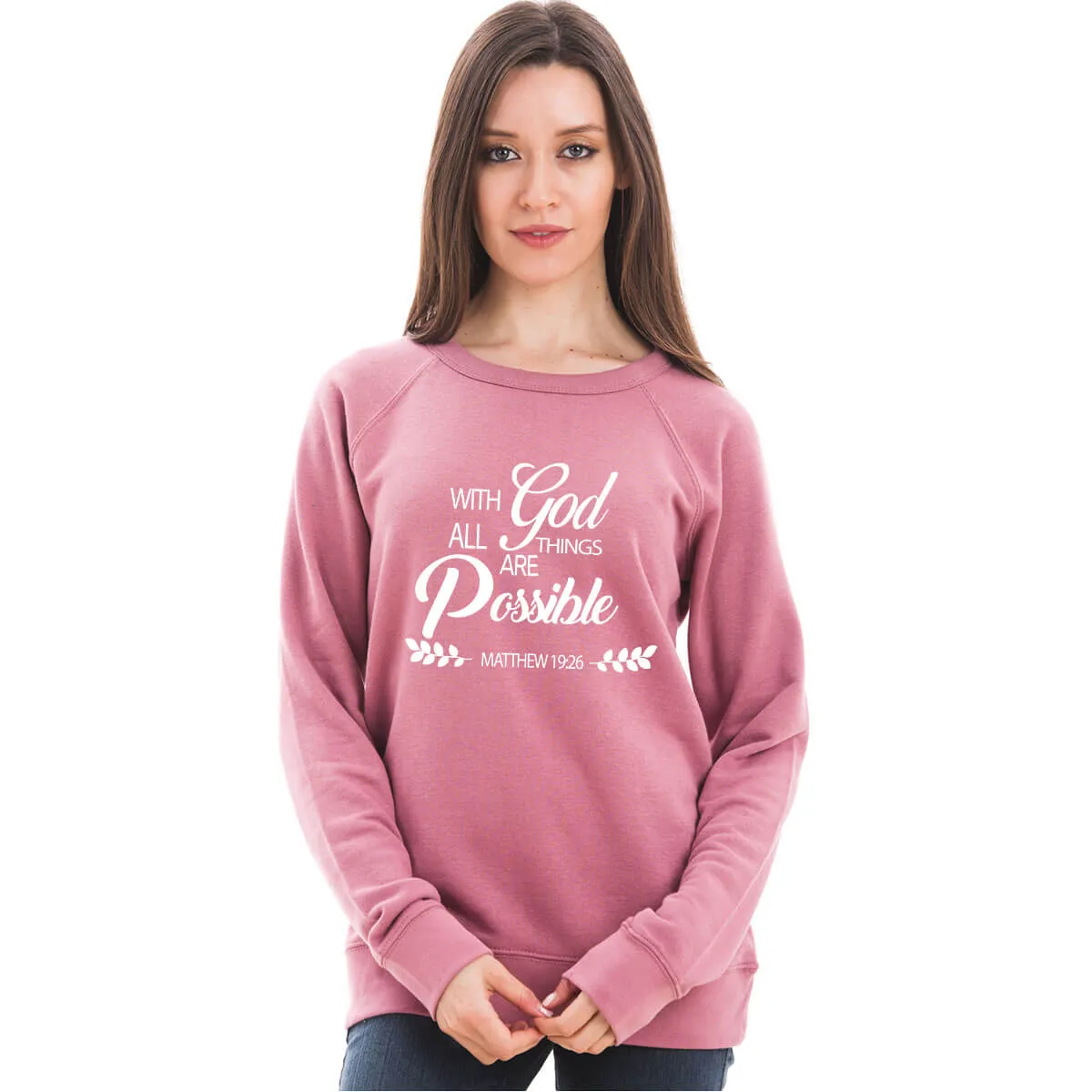 With God All Things Are Possible Lightweight Terry Raglan