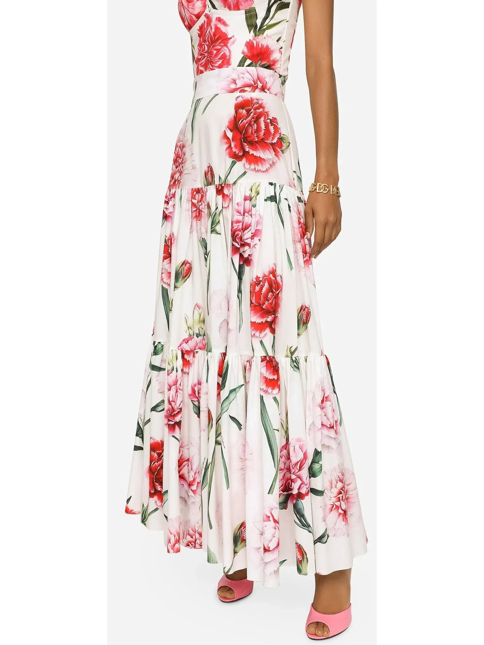 Women’s Carnation-Print Poplin Corset Top and Skirt Set